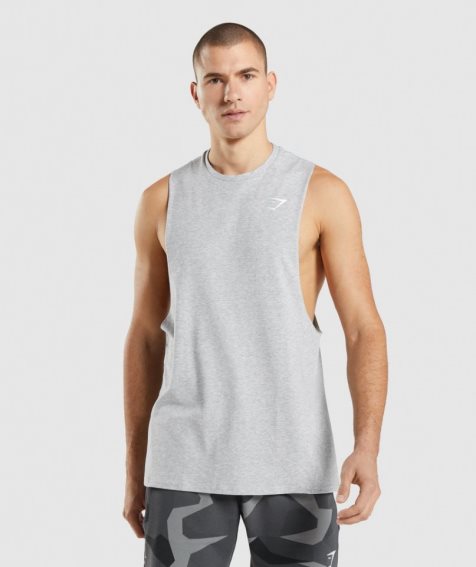 Men's Gymshark Critical 2.0 Drop Arm Tanks Light Grey | CA AD68N7